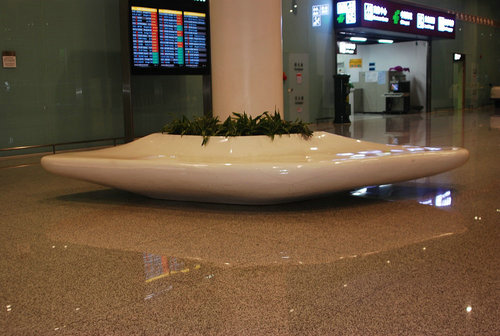 机场专用玻璃钢休闲椅花盆